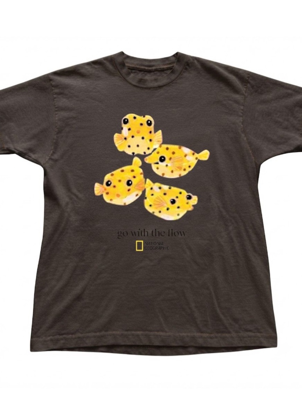Cute Yellow Pufferfish Go With The Flow Graphic Gildan T-Shirt